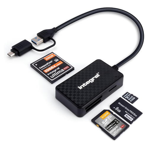 Leitor de Cartões de Memória 4 em 1 USB 3.2 A e USB C