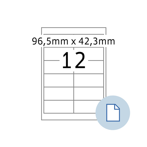 Etiquetas adesivas A4 96,5x42,3mm - 100 folhas