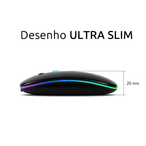 Rato Sem Fios Subblim LED Dual Flat