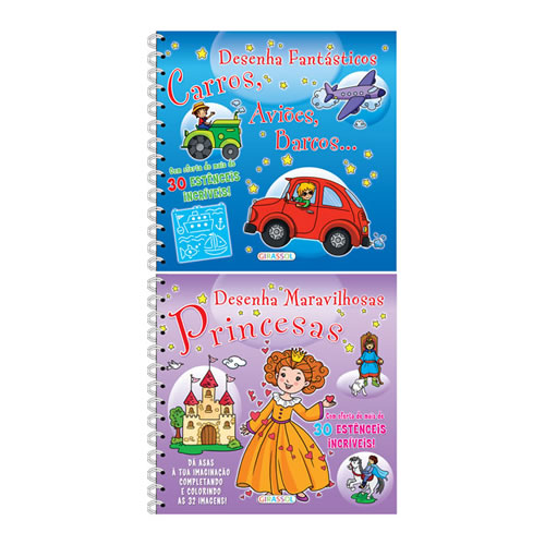 Livros Infantis - Desenha Carros e Princesas
