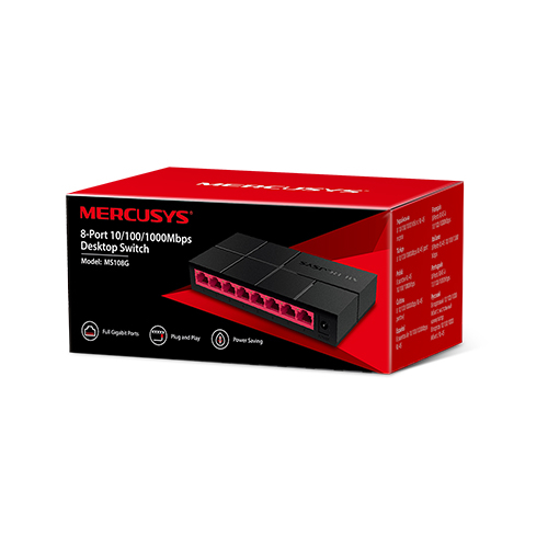 Switch Mercusys 8 Portas RJ45 10/100/1000Mbps