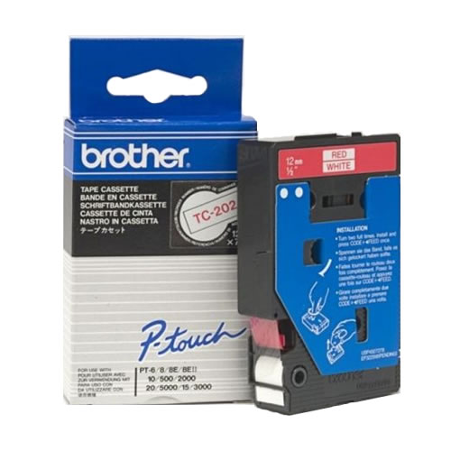 Fita Grav. Orig. Brother 12mmx7,7mts Bran./Verm.