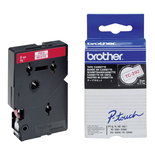 Fita Grav. Orig. Brother 9mm Branco/Vermelho