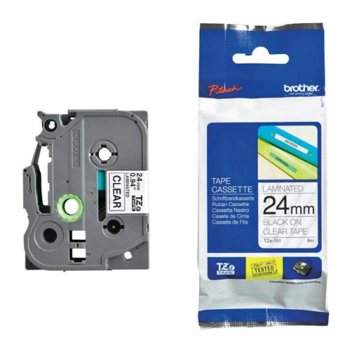 Fita Original Brother TZe151 Preto/Transp. 24mm