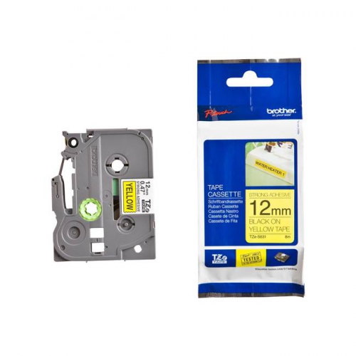 Fita Laminada SuperAdesiva Amarelo/Preto 12mm