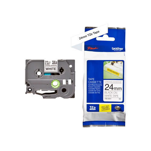 Fita Laminada SuperAdesiva 24mmx8mts Branco/ Preto