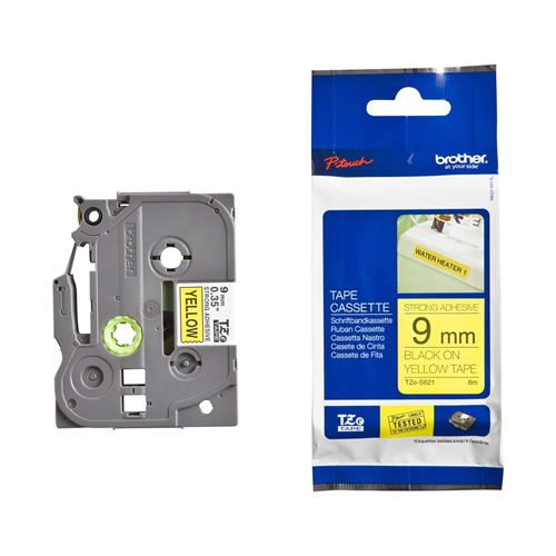 Fita Laminada SuperAdesiva Amarelo/Preto 9mm