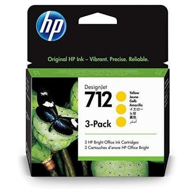 Tinteiro Original HP 712 Amarelo Pack 3