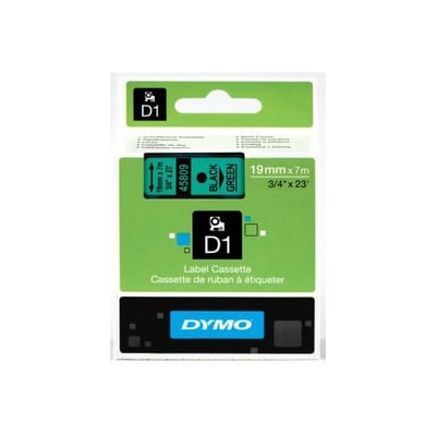 Fita Dymo D1 45809 19mmx7m Preto/Verde