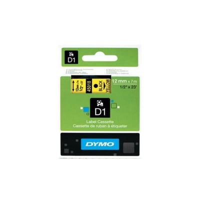 Fita Dymo D1 45018 12mmx7m Preto/Amarelo