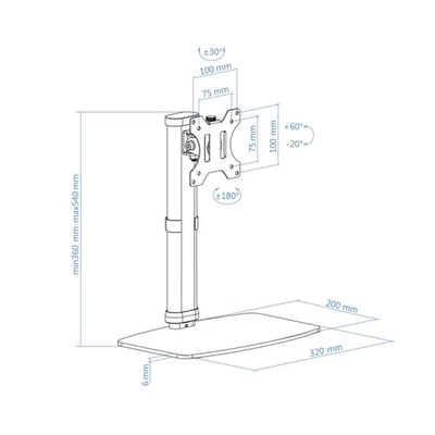 Suporte para Monitor TooQ DB1127TN-W Branco