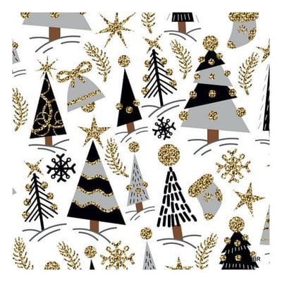 Papel Embrulho Natal Gold 70cmx100mts 25 folhas