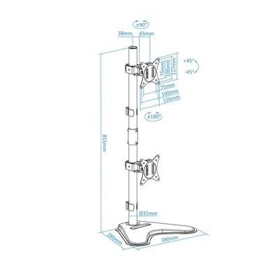 Suporte para Monitores TooQ DB1703TNV-B (2 monitores)