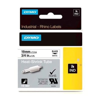 Fita Dymo Termo retrátil Preto/Branco 19mm x 1.5m