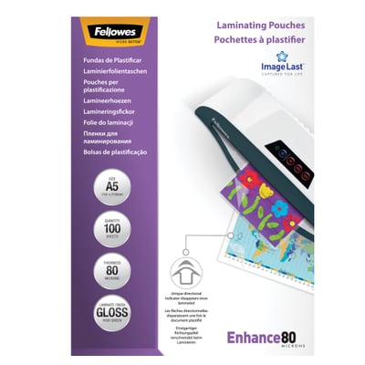 Bolsas de Plastificação Fellowes ImageLast A5 80 microns - 100 unidades