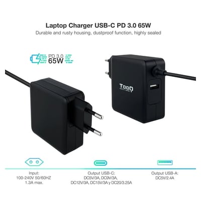 Transformador / Carregador TooQ TQLC-USBC65PD 65W