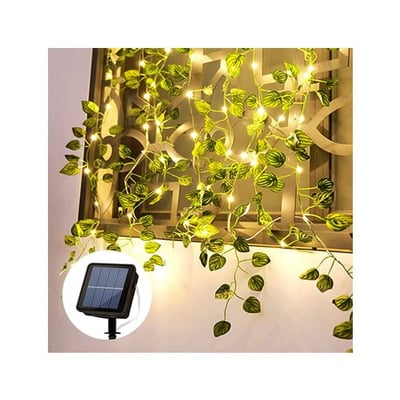 Corrente de luz solar para exterior com folhas