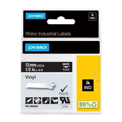 Fita Dymo Branca Vinílica / PVC 12mm x 5.5m