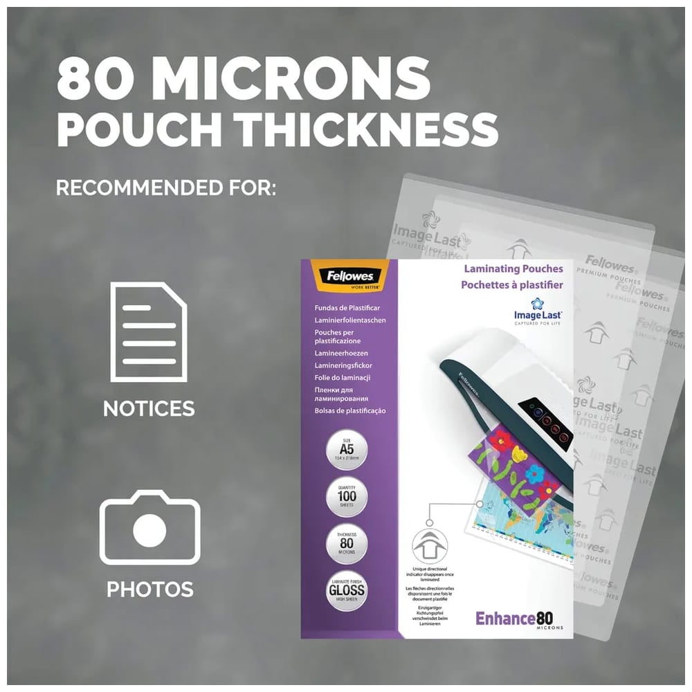 Bolsas de Plastificação Fellowes ImageLast A5 80 microns - 100 unidades