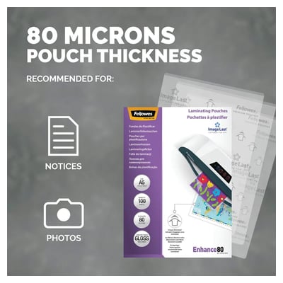 Bolsas de Plastificação Fellowes ImageLast A5 80 microns - 100 unidades