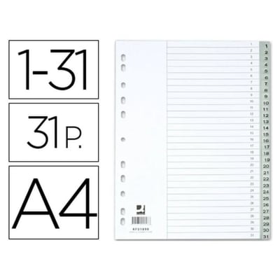 Separadores Plástico A4 Numerados 1 a 31 (KF01898)