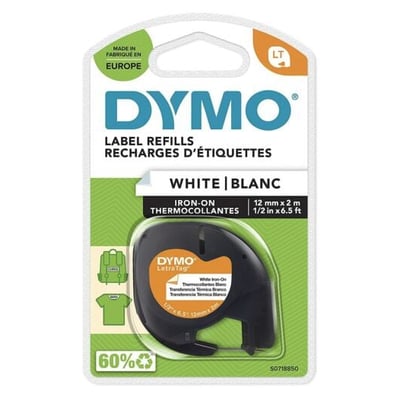 Fita Dymo para tecidos 18769 12mm x 2m Branco