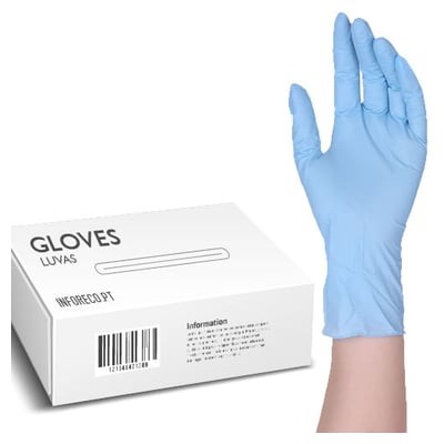Luvas Nitrilo Azul s/Pó Tamanho M - Pack 100