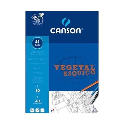 Bloc de Papel Vegetal Canson (Esbozo) A3 55gr 80 Hojas