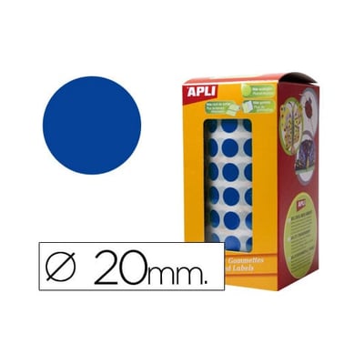 Etiquetas Apli Circulares 20mm Azul - 1 Rollo