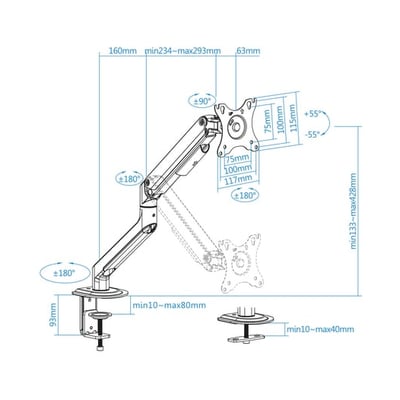 Suporte para monitor TooQ DB4032TNR-G 32"