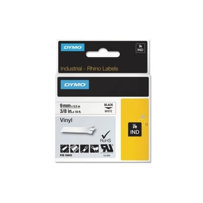 Fita Dymo Vinil Preto/Branco 9mm x 5.5m