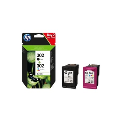 Pack Tinteiros Original HP 302 preto + cores