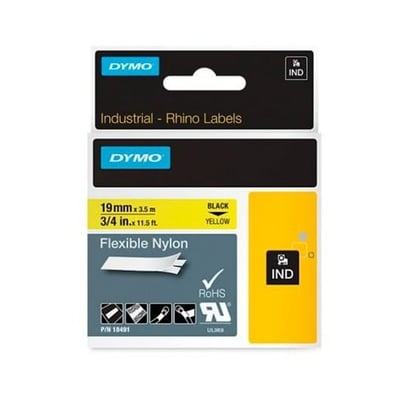 Fita Dymo Nylon Preto/Amarelo 19mm x 3.5m