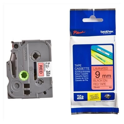 Fita Original Brother TZe421 Vermelho/Preto 9mm