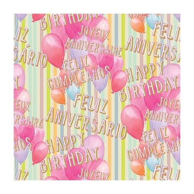 Papel Embrulho Aniversário 70x100cm - Pack 25