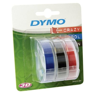 Fita Dymo 84775 9mmx3m Preto / Azul / Vermelho