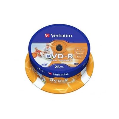 DVD-R Verbatim 4,7GB 16x Spindle Imprimible 25un.