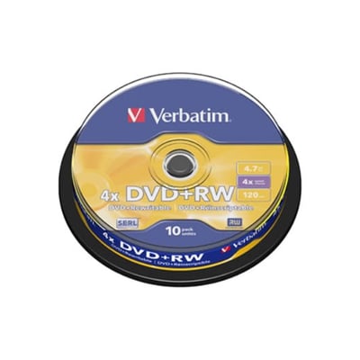 DVD+RW Verbatim 4.7GB 4X Cake Box Pack 10