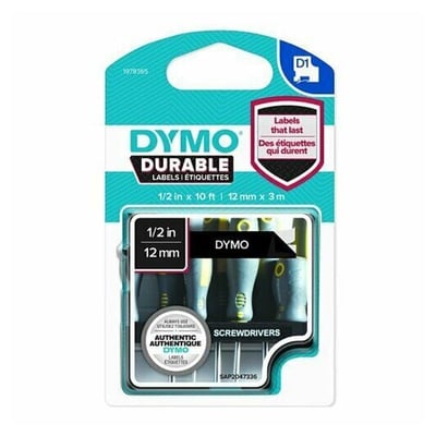 Fita Dymo D1 Branco / Preto 12mm x 3m