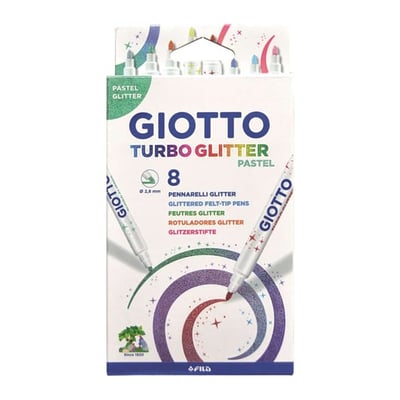 Marcador Feltro Giotto Turbo Glitter Pastel 8 Cores