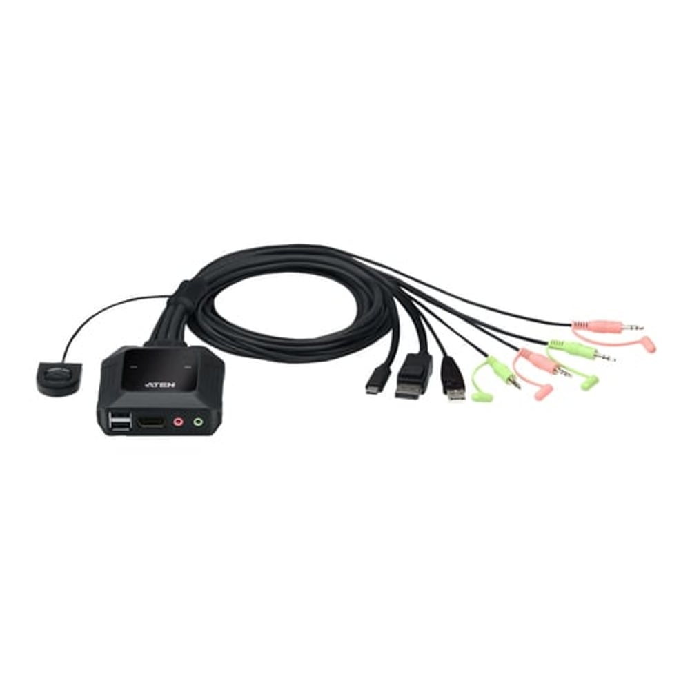 Switch ATEN KVM de cabo híbrido DisplayPort USB-C de 2 portas
