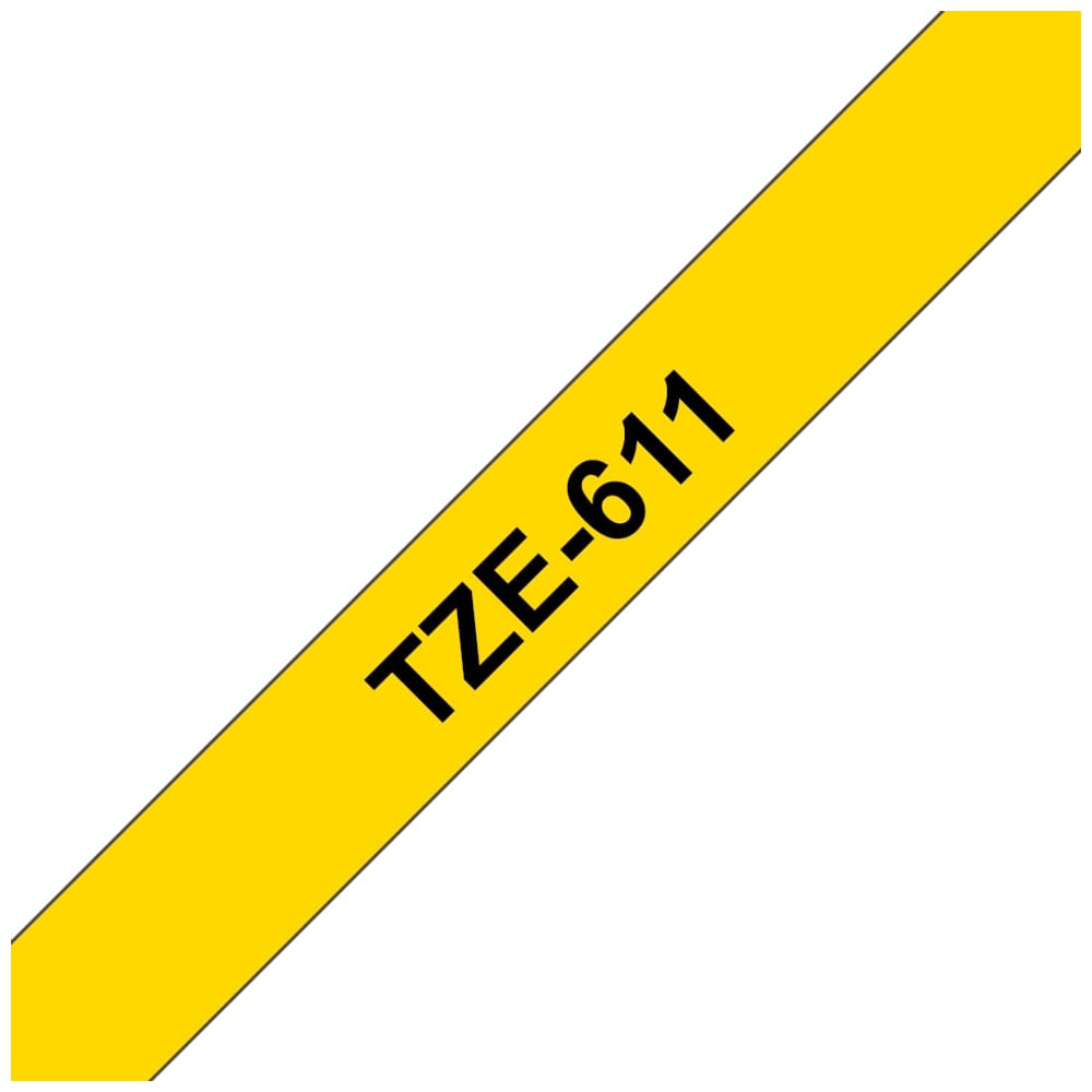 Fita Compatível Brother TZe-611 6mm x 8m Preto/Amarelo