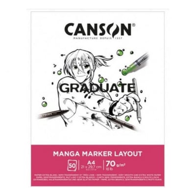 Bloco Canson Graduate Manga Marker A4 70gr 50f
