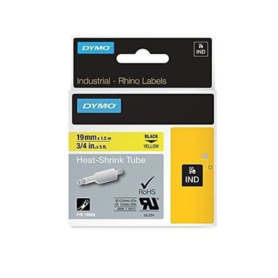 Fita Dymo Termo retrátil Preto/Amar. 19mm x 1.5m