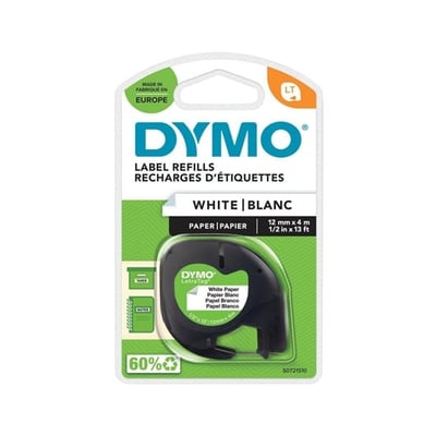 Fita Dymo 91200 12mmx4m Preto/Branco