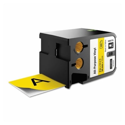 Fita Dymo Vinil Preto/Amarelo 54mm x 7.5m