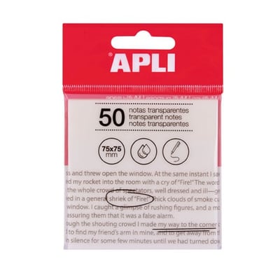 Bloco Adesivo Apli 75x75mm Transparente 50Fls