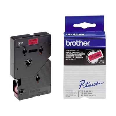 Fita Grav. Orig. Brother 12mmx7,7mts Verm./Preto