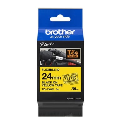 Fita Original Brother TZeFX651 Preto/Amarelo 24mm