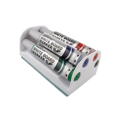 Borrador Magnético para Pizarra Blanca con 4 Marcadores